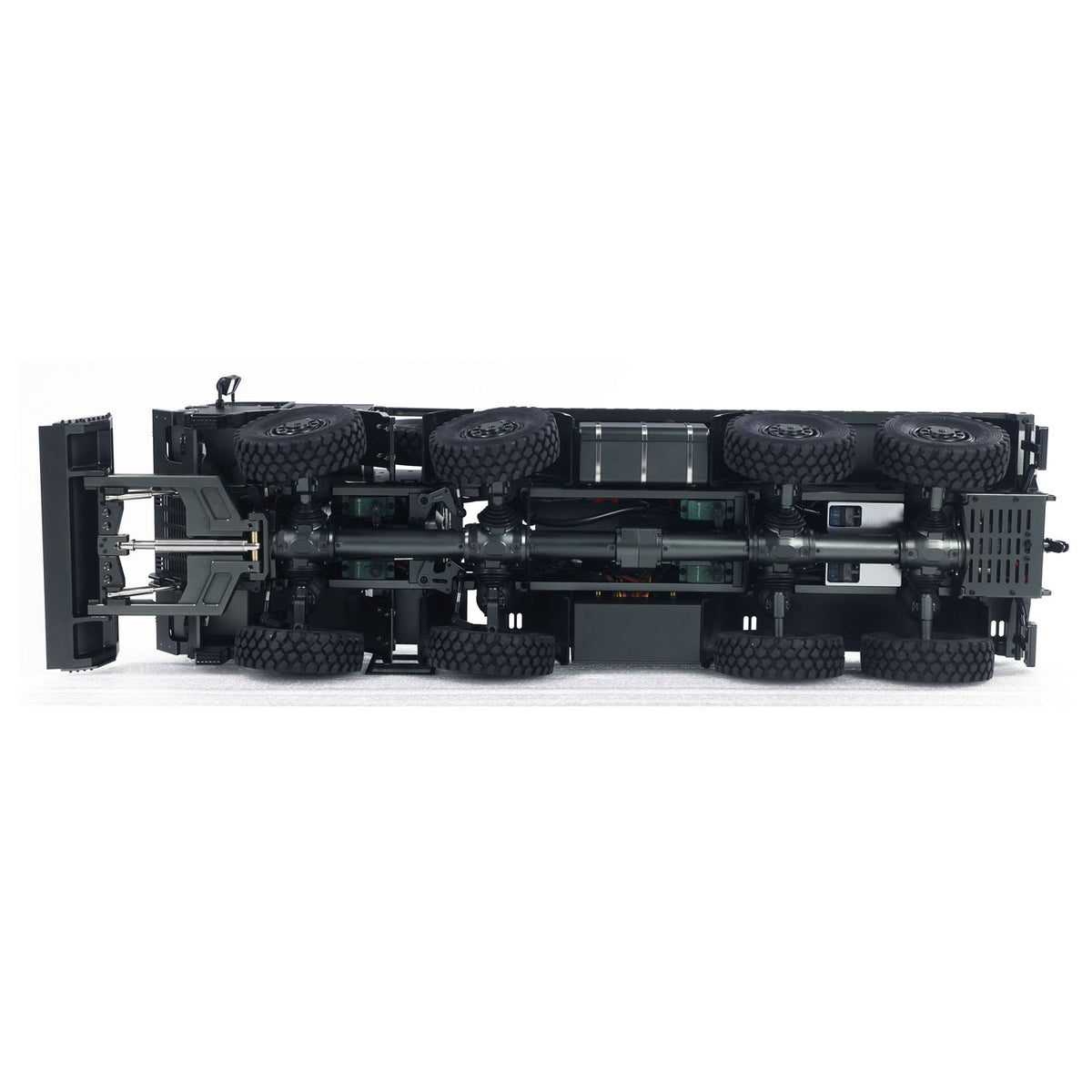 TOUCAN CUB3 1/18 8X8 RC Military Truck Top-Down Chassis View, Full 8X8 Drivetrain, 2-Speed Transmission & Differential Lock Layout