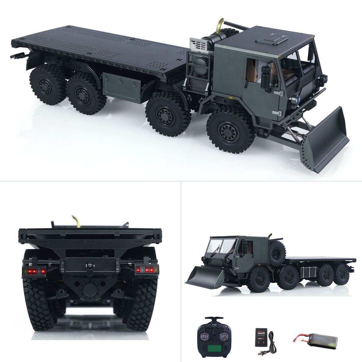 TOUCAN CUB3 1/18 8X8 RC Military Truck Dual View Display, Side With Dozer Blade & Rear Angle, With Remote Controller, 8-Wheel Diff Lock System