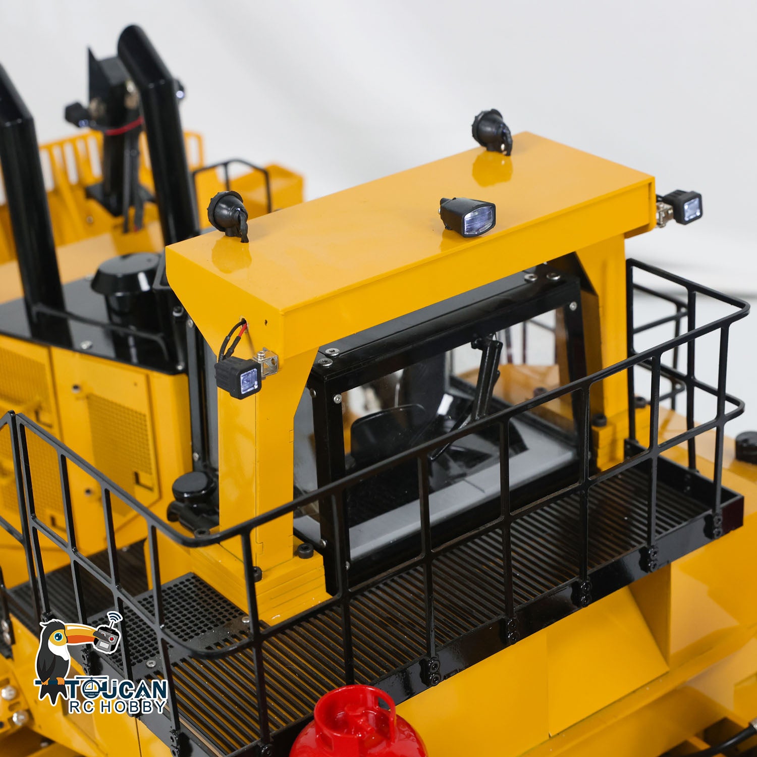 TOUCAN D11T 1/10 RC Bulldozer Cab Top Rear View, Safety Guardrail, Roof Working Light, Integrated Light & Sound System