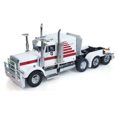 TOUCAN GrandHauler 1/14 8X4 RC Tractor Truck White Red Right Side Full Profile, Full Length Chassis & Classic Long Cab Design