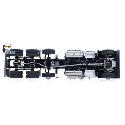 TOUCAN 1/14 RC 8X6 GrandHauler RC Tractor Truck Bottom Chassis Drivetrain Overhead Shot, 3‑Speed Gearbox Differential Lock Axle Internal Mechanical Detail