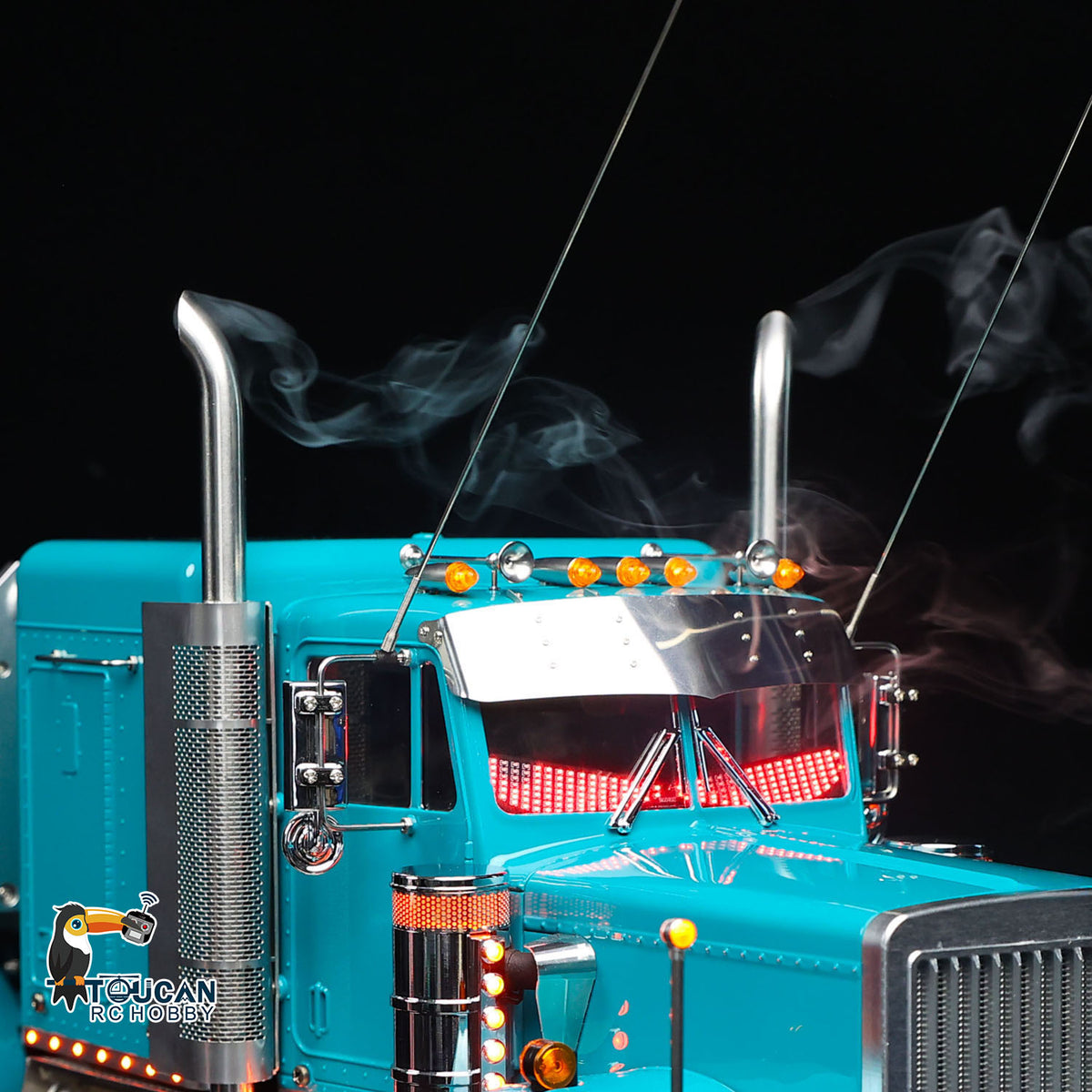 TOUCAN GrandHauler 1/14 RC 8X6 Tractor Truck Front Close-Up, Working Smoke System Effect, Realistic Exhaust Simulation