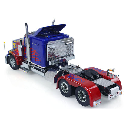 TOUCAN GrandHauler 56344 1/14 RC 6X4 Tractor Truck Flame Blue Right Rear Oblique View, Rear Equipment Rack & Fifth Wheel Coupling