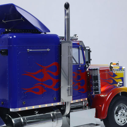 TOUCAN GrandHauler 56344 1/14 RC 6X4 Tractor Truck Side Detail, Flame Pattern Body, Metal Chimney & Chrome Trim Accessories