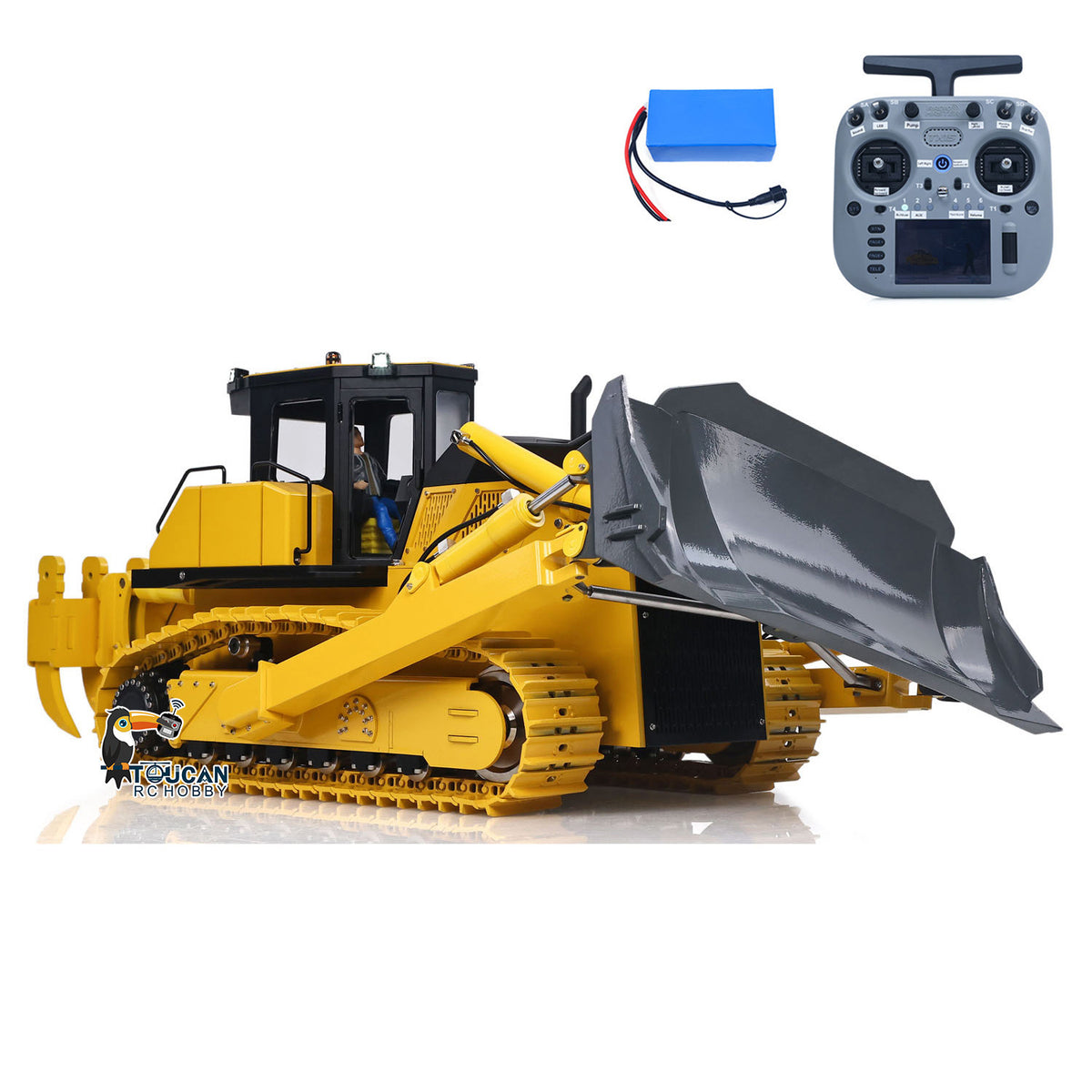 TOUCAN GZJC 1/12 Hydraulic Bulldozer D155AX Blade Tilting Working Pose, Flexible Hydraulic Blade Control, Smooth Operation Performance