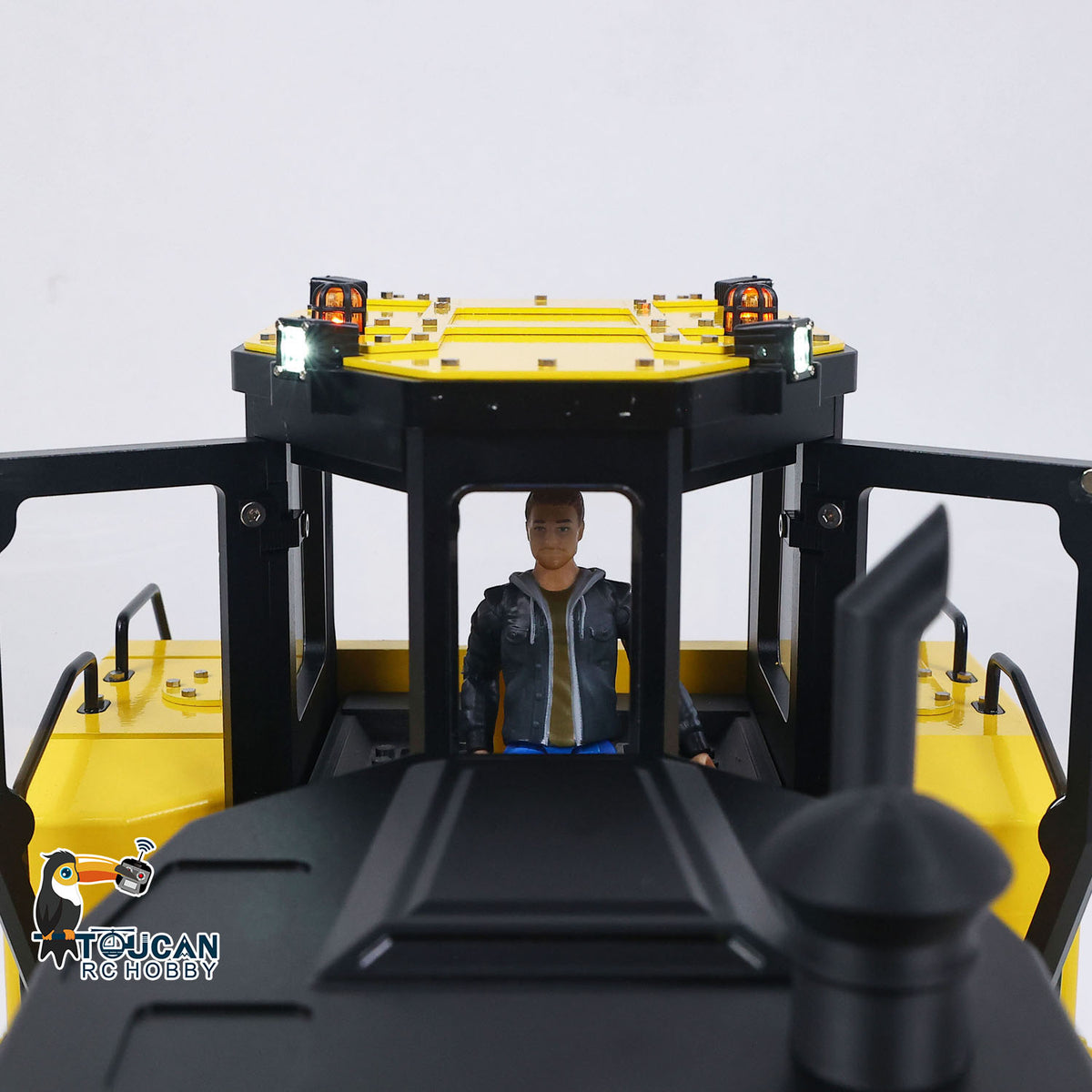 TOUCAN GZJC 1/12 Hydraulic Bulldozer D155AX Cabin Front View, Detailed Interior With Operator Figure, Realistic Cabin Decoration