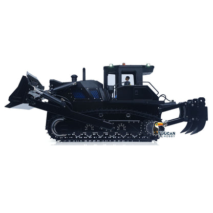 TOUCAN GZJC 1/12 Hydraulic Bulldozer D155AX Full Black Version Left Front View, Standard Dozer Blade & Track Undercarriage