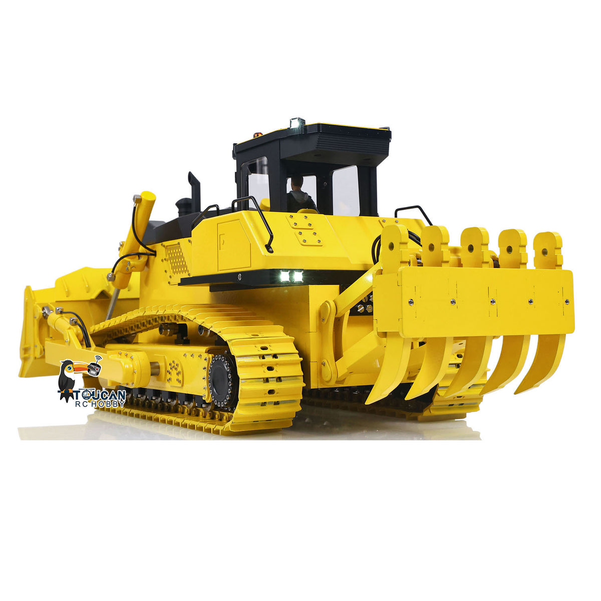 TOUCAN GZJC 1/12 Hydraulic Bulldozer D155AX Straight Front View, Standard Tooth Dozer Blade, Full Metal Blade Structure