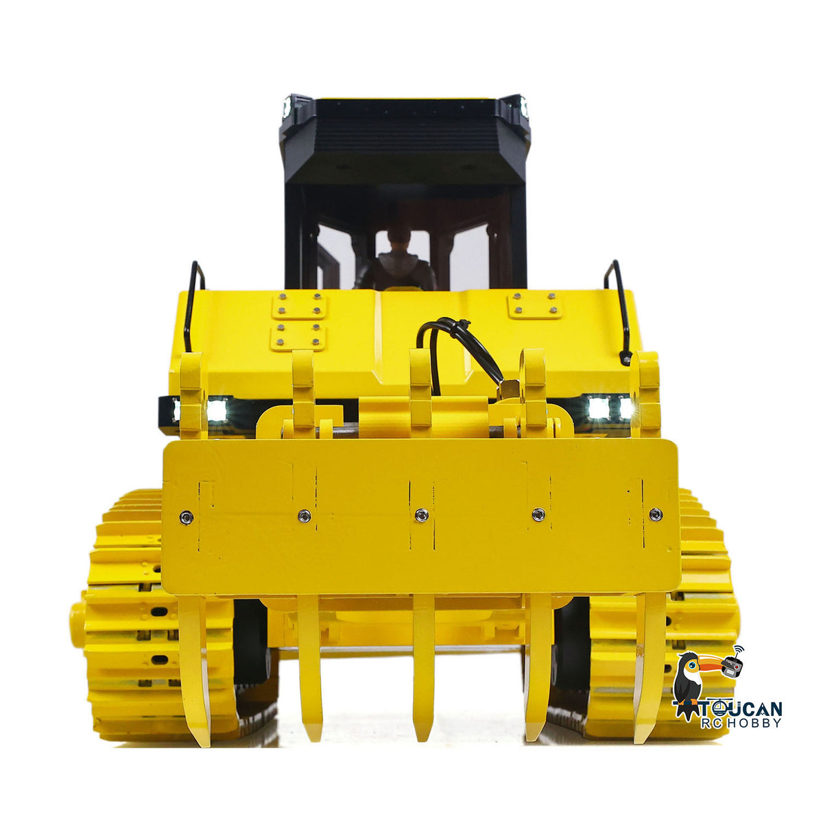 TOUCAN GZJC 1/12 Hydraulic Bulldozer D155AX Straight Rear Head-On View, Rear Body & Track Chassis Rear Structure Detail