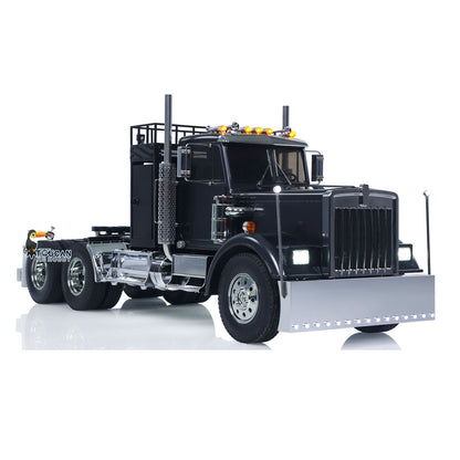 TOUCAN KingHauler 56336 1/14 RC 6X4 Tractor Truck Black Right Front Oblique View, Metal Front Bumper, Realistic Chassis Suspension Effect
