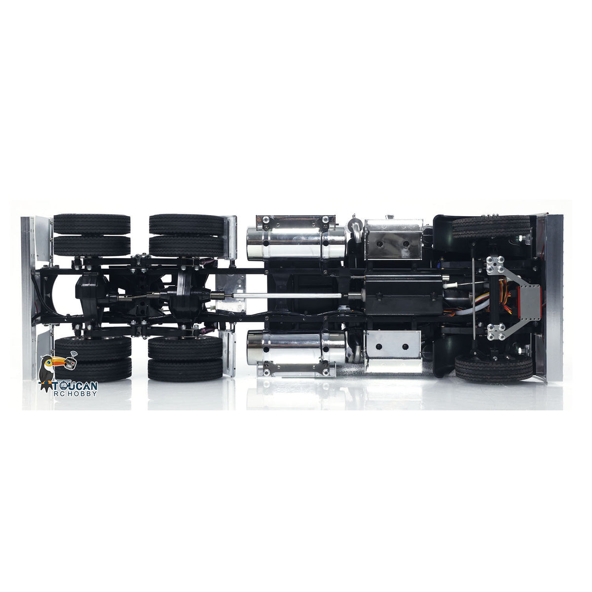 TOUCAN KingHauler 56336 1/14 RC 6X4 Tractor Truck Top-Down Chassis View, Full 6X4 Drivetrain, 3-Speed Transmission & Mechanical Layout