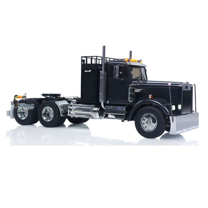 TOUCAN KingHauler 56336 1/14 RC 6X4 Tractor Truck Black Front Oblique Alternate Angle, Factory Black Body With TOUCAN Modified Equipment Rack