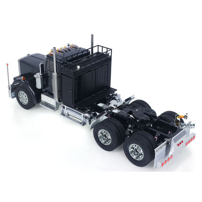 TOUCAN KingHauler 56336 1/14 RC 6X4 Tractor Truck Black Right Rear Oblique View, Rear Chassis Frame & Multi-Axle Structure Detail