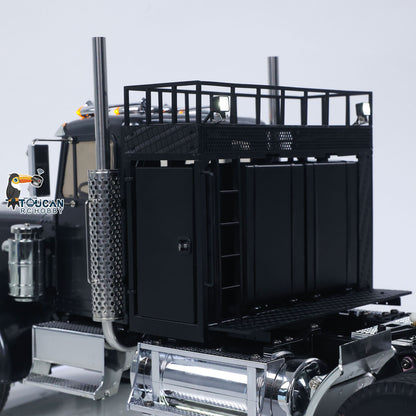TOUCAN KingHauler 56336 1/14 RC 6X4 Tractor Truck Cab Rear Close-Up, Metal Equipment Rack & Rear Cab Structural Detail