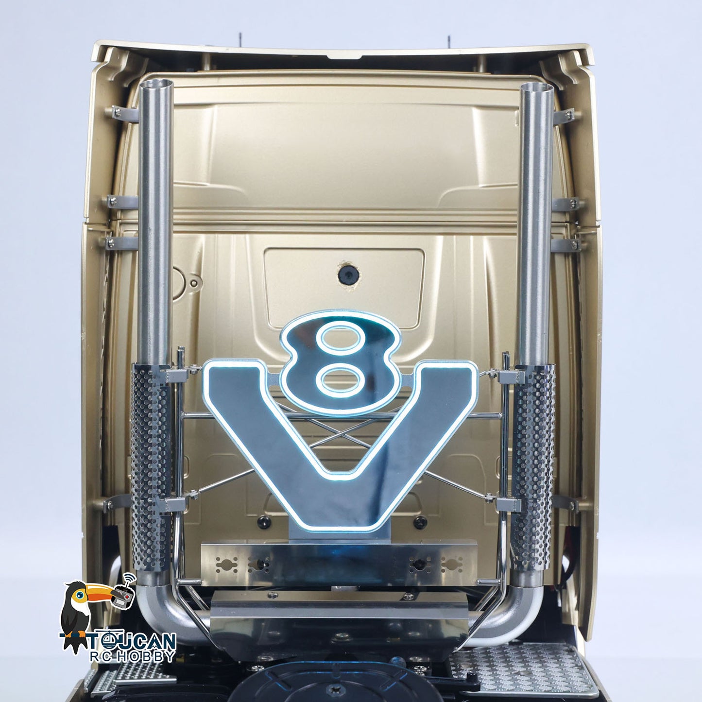 TOUCAN Modified TAMIYA Chassis 56379 1/14 4x2 RC Tractor Truck Blue V8 Exhaust Decor Lamp Detail
