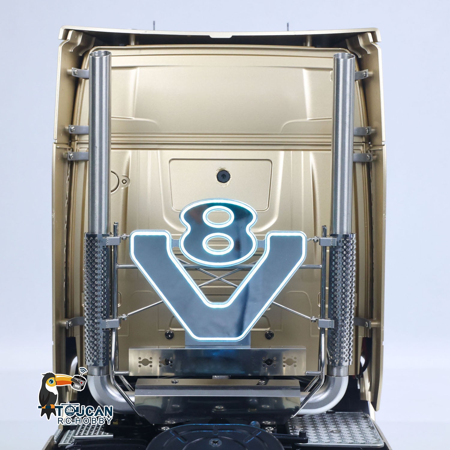 TOUCAN Modified TAMIYA Chassis 56379 1/14 4x2 RC Tractor Truck Blue V8 Exhaust Decor Lamp Detail