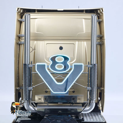 TOUCAN Modified TAMIYA Chassis 56379 1/14 4x2 RC Tractor Truck Blue V8 Exhaust Decor Lamp Detail
