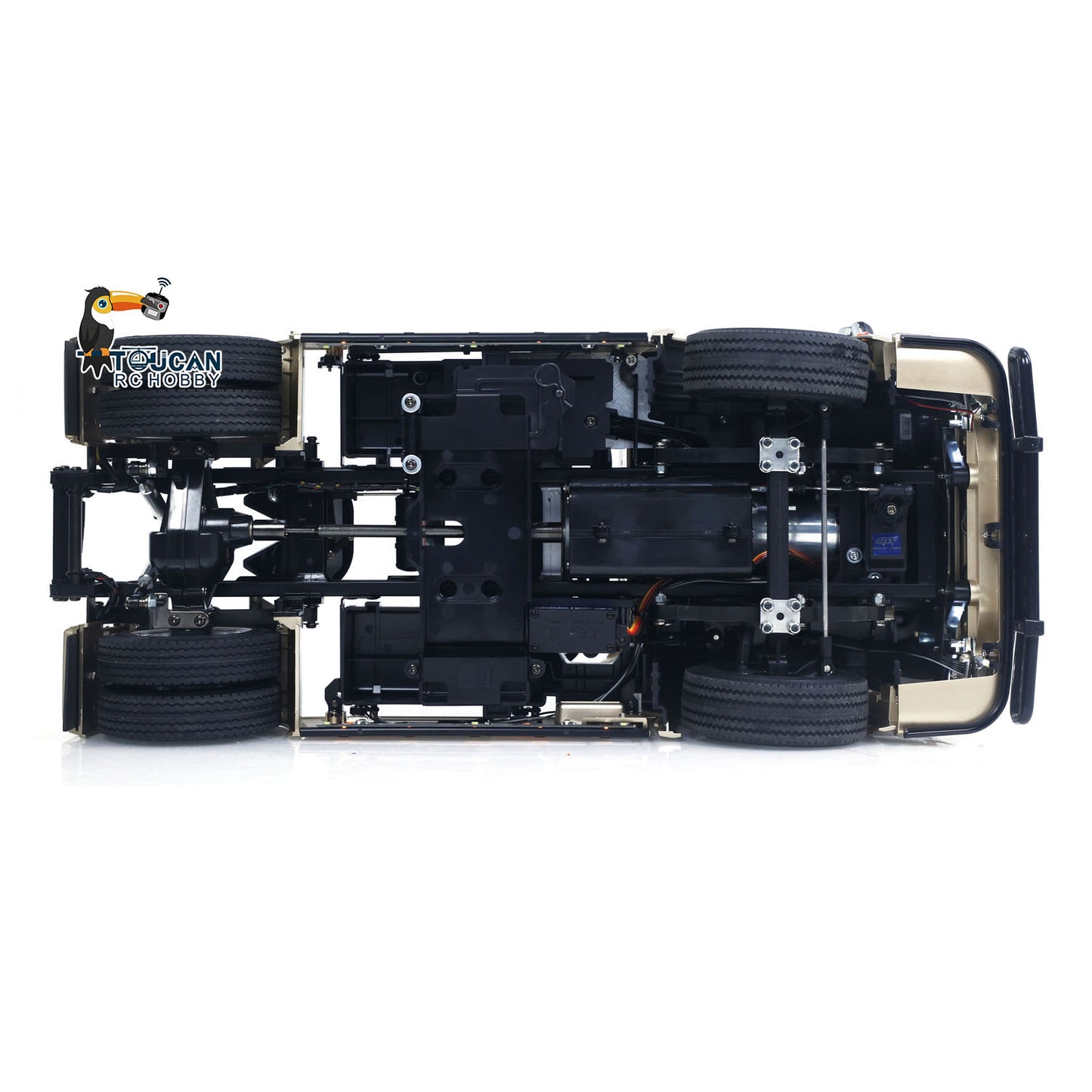 TOUCAN Modified TAMIYA Chassis 56379 1/14 4x2 RC Tractor Truck Top‑Down Undercarriage Chassis Overhead View
