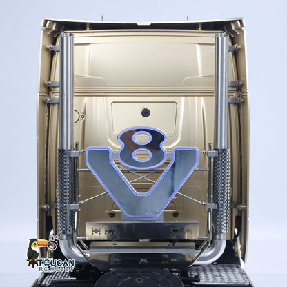 TOUCAN Modified TAMIYA Chassis 56379 1/14 4x2 RC Tractor Truck Cold‑Blue V8 Exhaust LED Light Close‑Up