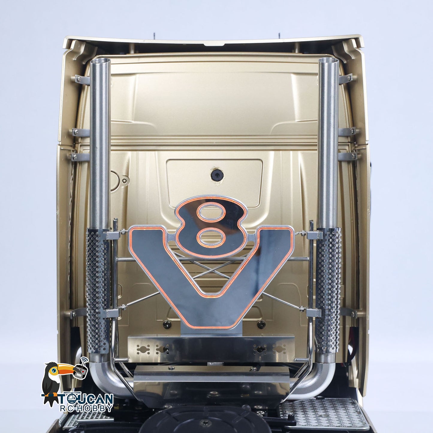 TOUCAN Modified TAMIYA Chassis 56379 1/14 4x2 RC Tractor Truck Neutral‑Color V8 Exhaust Pipe Light Close‑Up