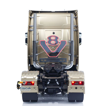 TOUCAN Modified TAMIYA Chassis 56379 1/14 4x2 RC Tractor Truck Straight Rear Cabin View With V8 Exhaust Light