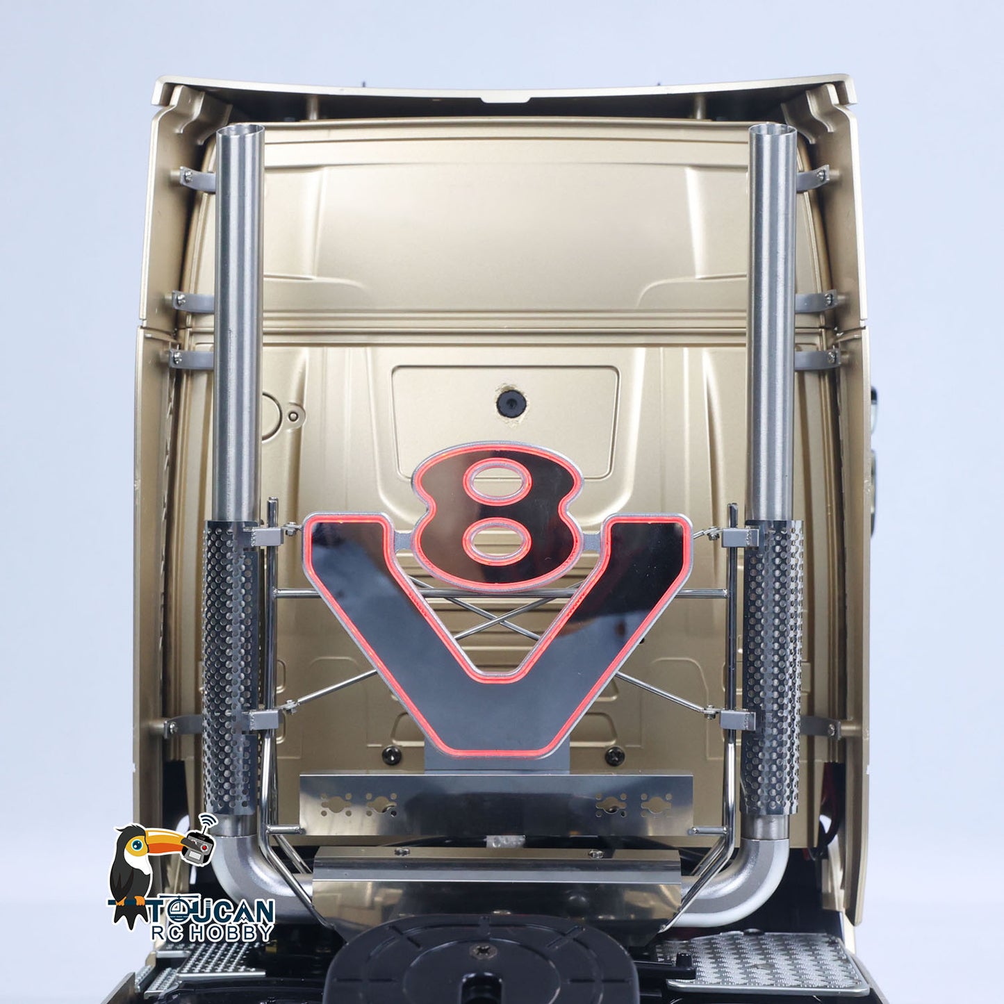TOUCAN Modified TAMIYA Chassis 56379 1/14 4x2 RC Tractor Truck Warm‑Tone V8 Exhaust Pipe LED Light Close‑Up