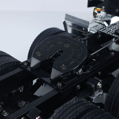 TOUCAN 1/14 RC 56314 6X4 Black Knight Tractor Truck Close‑Up, Fifth Wheel Hitch, Chassis Frame And Tire Assembly For RC Trailer Connection