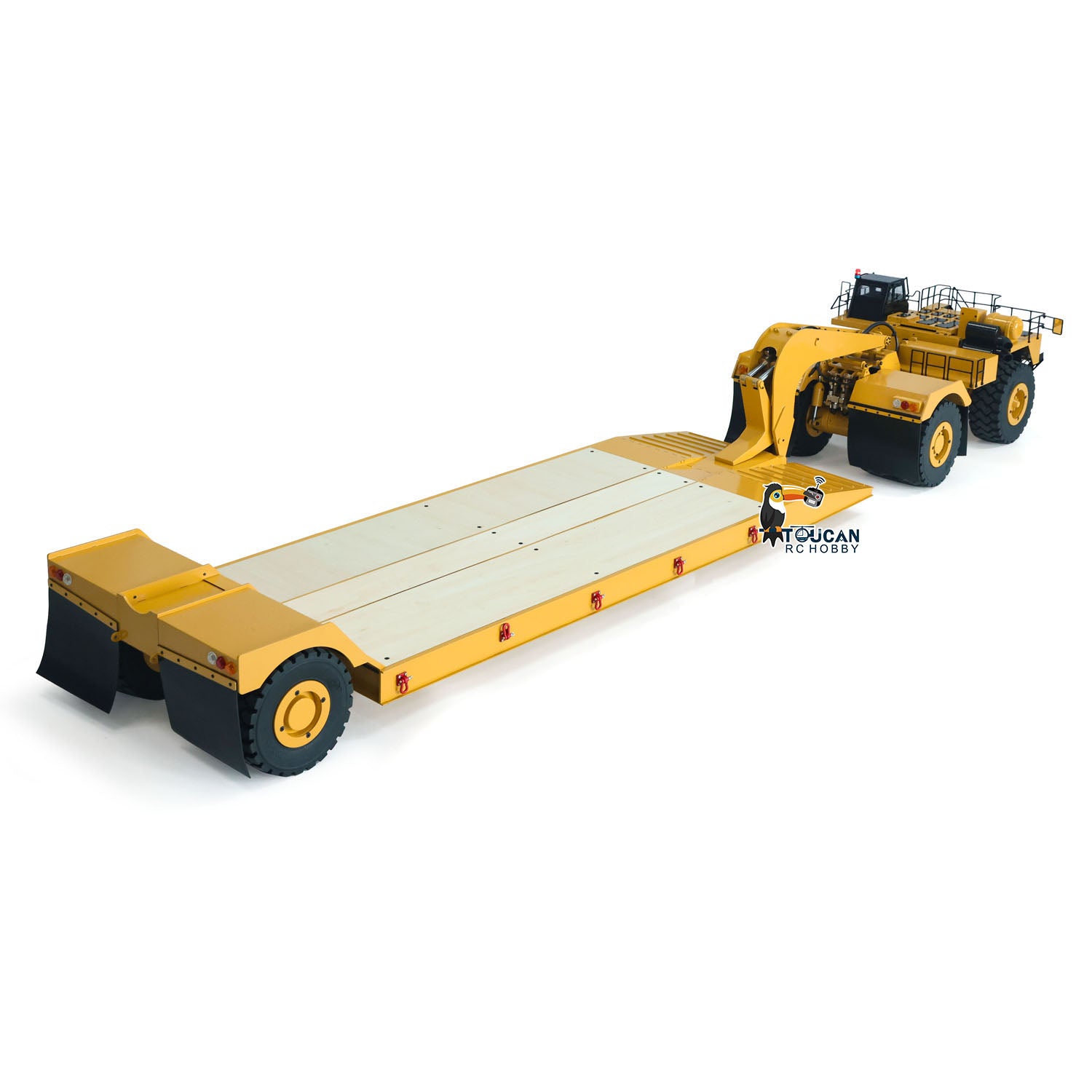 TOUCAN 1/20 RC 739D‑Extended Mining Gooseneck Trailer, Opposite Side Full Combination View, Realistic Heavy‑Load Mine Transport RC Vehicle