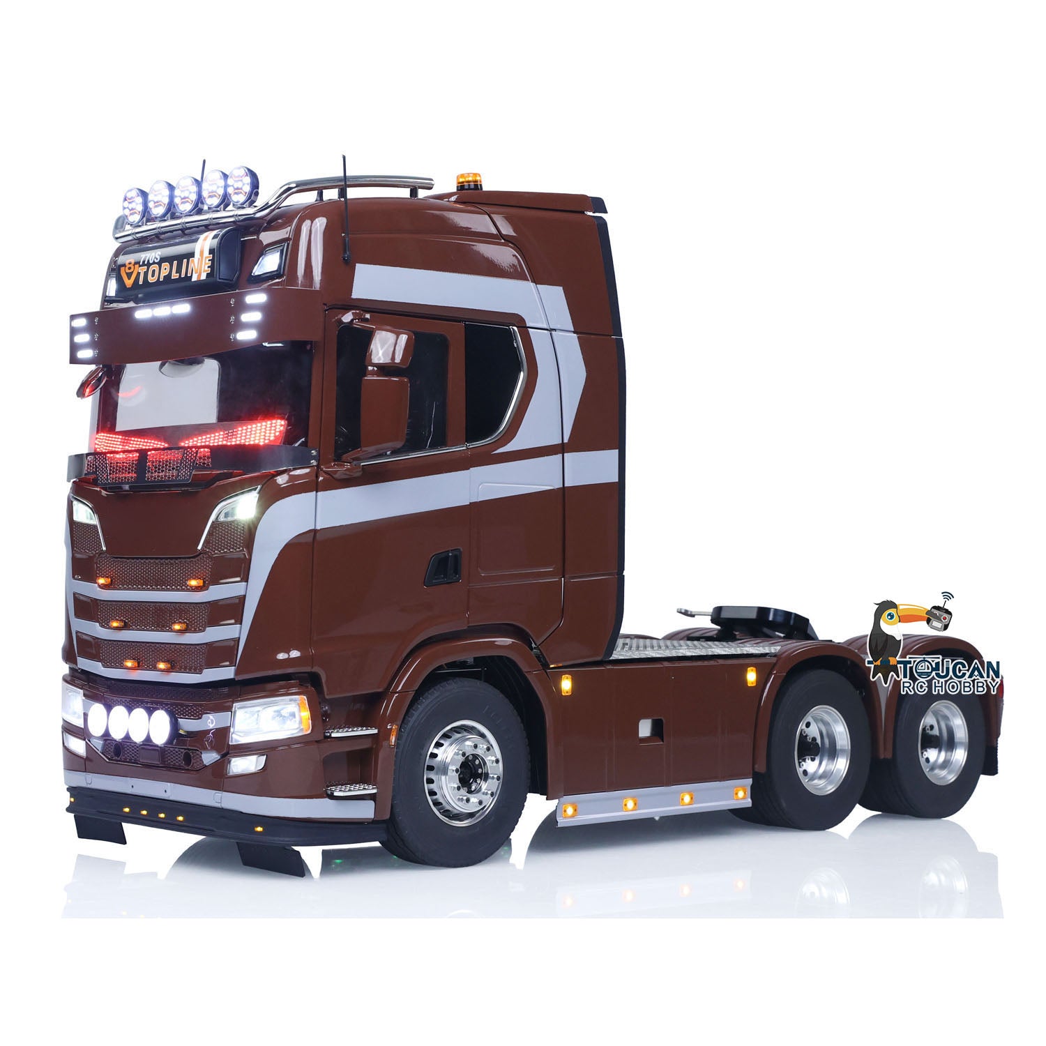 TOUCAN SC 770S RC Semi Truck Custom Brown Grey Paint RTR Model Display