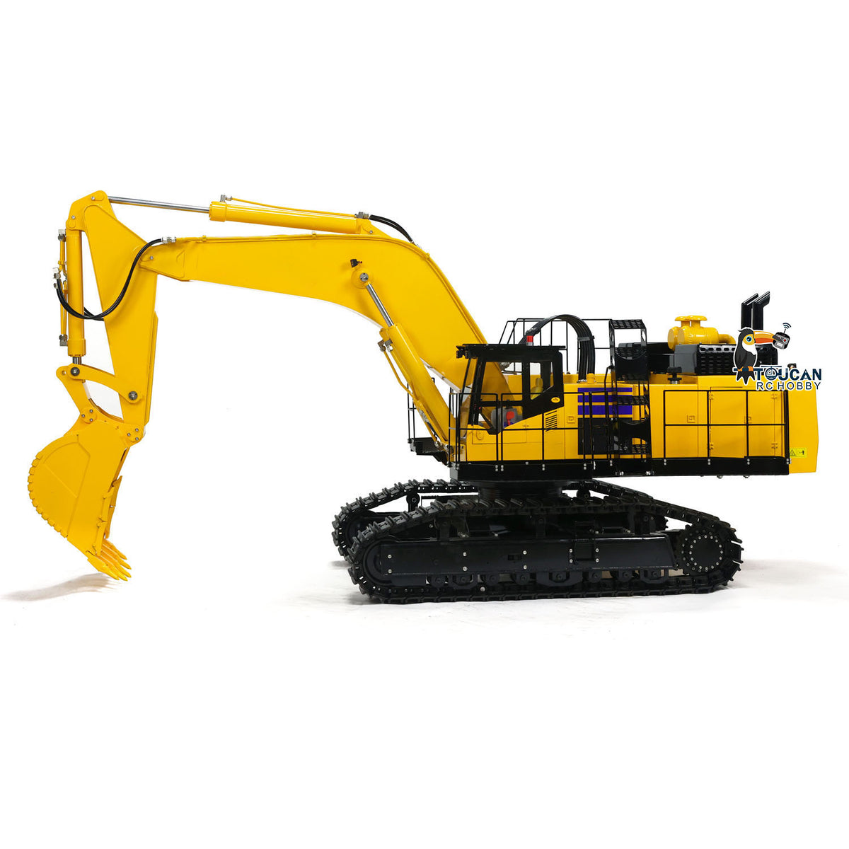 TOUCAN TYMX PC1250 1/8 RC Metal Hydraulic Tracked Excavator Yellow, Simulated Digging Working Pose, High-Displacement Hydraulic Pump, Stable Hydraulic Performance