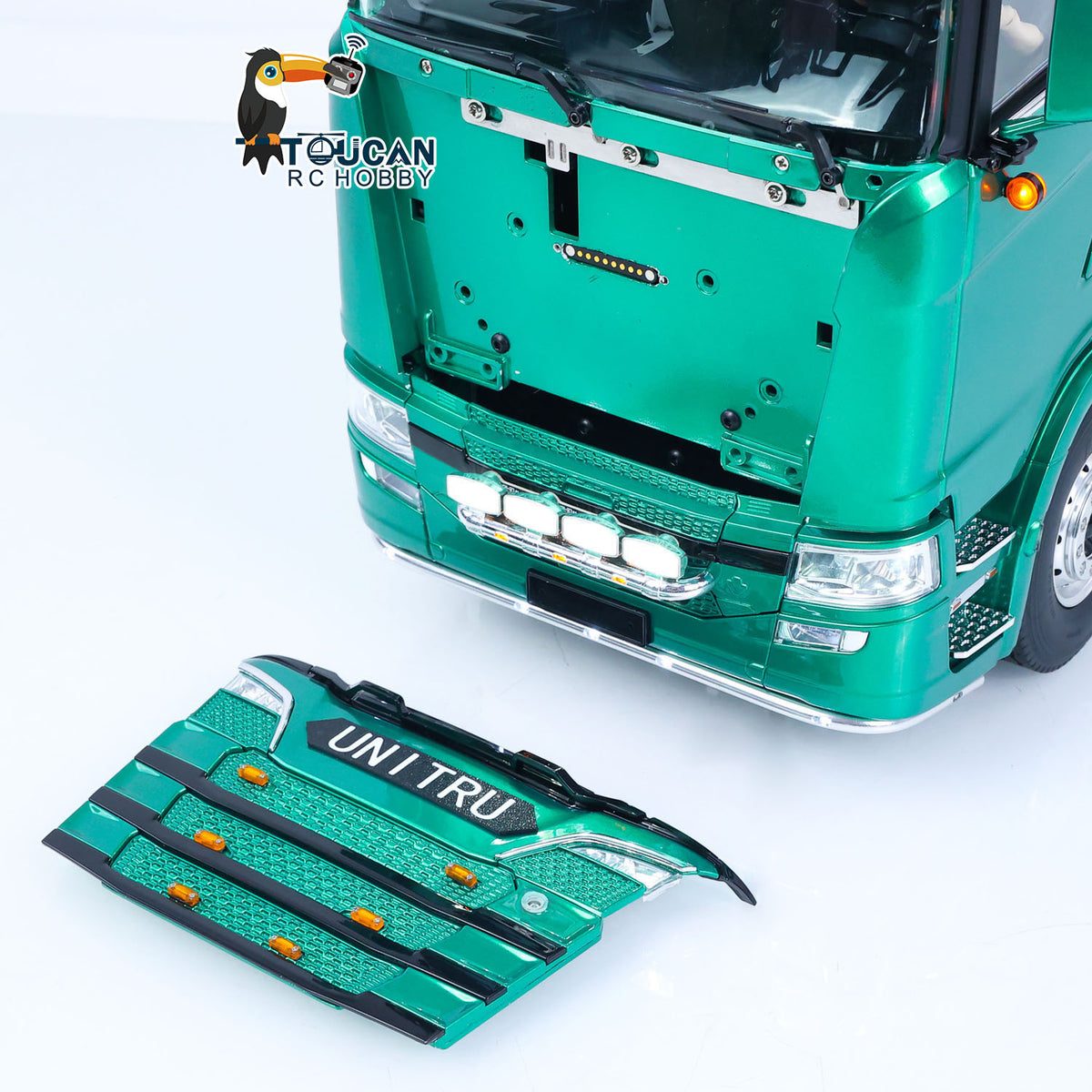 TOUCAN Z008 1/14 RC 4X4 Tractor Truck Front Grille Trim Accessory Set, Decorative Front Grille & Body Panel Detail
