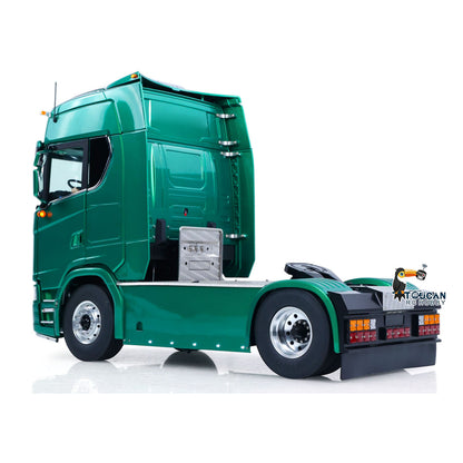 TOUCAN Z008 1/14 RC 4X4 Tractor Truck Green Left Side Full Profile, Side Fenders, Skirt Panels & Full High Cab Body Design