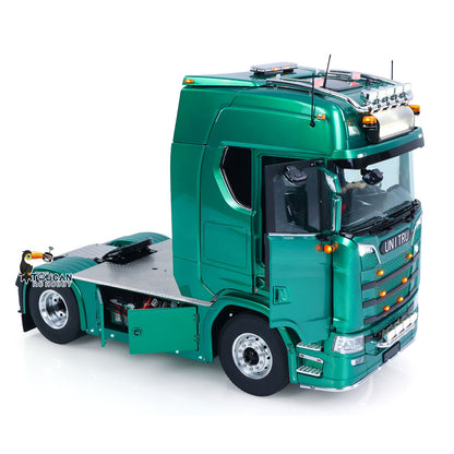 TOUCAN Z008 1/14 RC 4X4 Tractor Truck Green Right Front Oblique View, Roof Light Bar, Front Bumper & Detailed Grille Trim