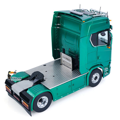 TOUCAN Z008 1/14 RC 4X4 Tractor Truck Green Right Rear Oblique View, Rear Chassis Platform & Fifth Wheel Coupling Structure
