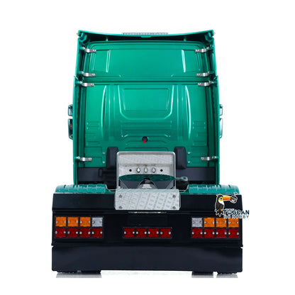 TOUCAN Z008 1/14 RC 4X4 Tractor Truck Green Straight Rear View, Rear Tail Light Assembly & Rear Chassis Detail