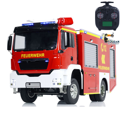 TOUCAN 1/14 4x2 RC PS010 Fire Truck Straight Front View, Complete Cab Front Face, German Language Body Decal, RC Fire Apparatus With ST8 Transmitter