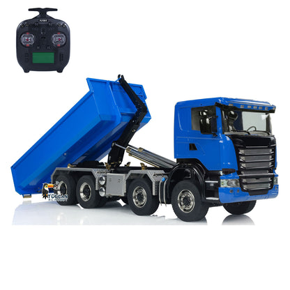 Toucan 1/14 RC 8x8 Roll‑Off Dump Truck SC‑G88 Blue RC Tipper Truck Hydraulic Tipping Working Pose U‑Shape Low Bucket Scale RC Hauler