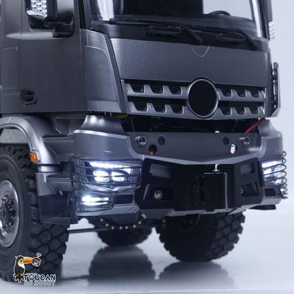 TOUCAN 1/14 RC 8x8 Off‑Road Tractor Truck Cab Front Close‑Up, Illuminated Headlight, Front Bumper, Remote‑Operated Metal Winch Detail
