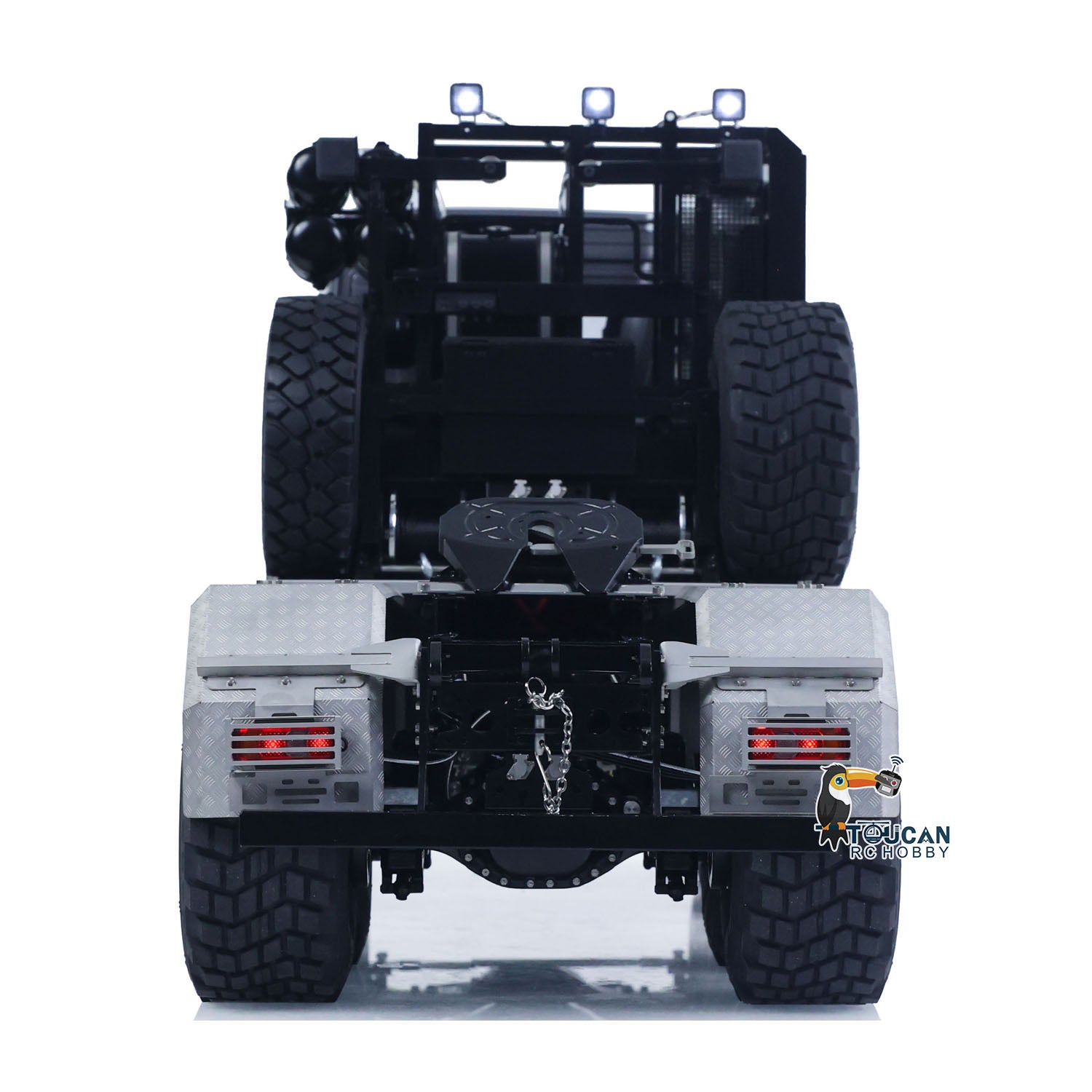 TOUCAN 1/14 RC 8x8 Off‑Road Tractor Truck Straight Rear View, Tail Lamp Assembly, Metal Wheel‑Side Reduction Axles, Central Differential Lock Structure