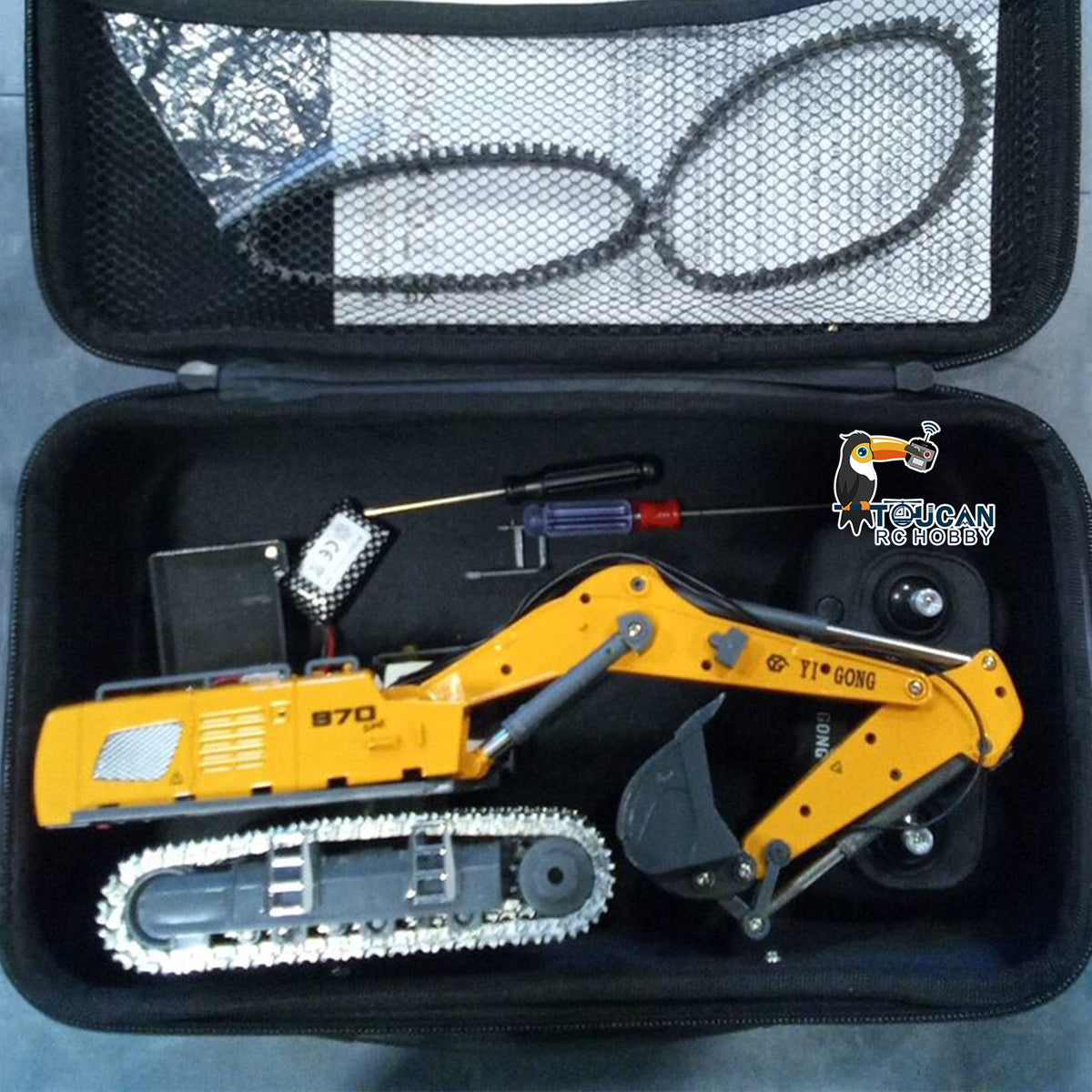 Second Hand CA Stock 1/50 RC Excavator K970 Engineering Vehicle Remote Control Electric Lifting Digger Metal Bucket Tracks Light Sound RTR Battery