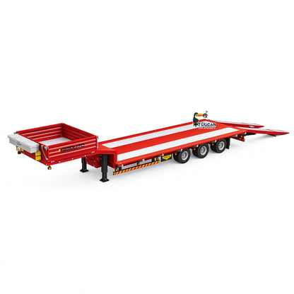 Kabolite 1/14 3 Axles Metal Semi Trailer Flatbed K770S 103 Electronic Support Legs Folding Tail Board for RC Tractor Truck Model