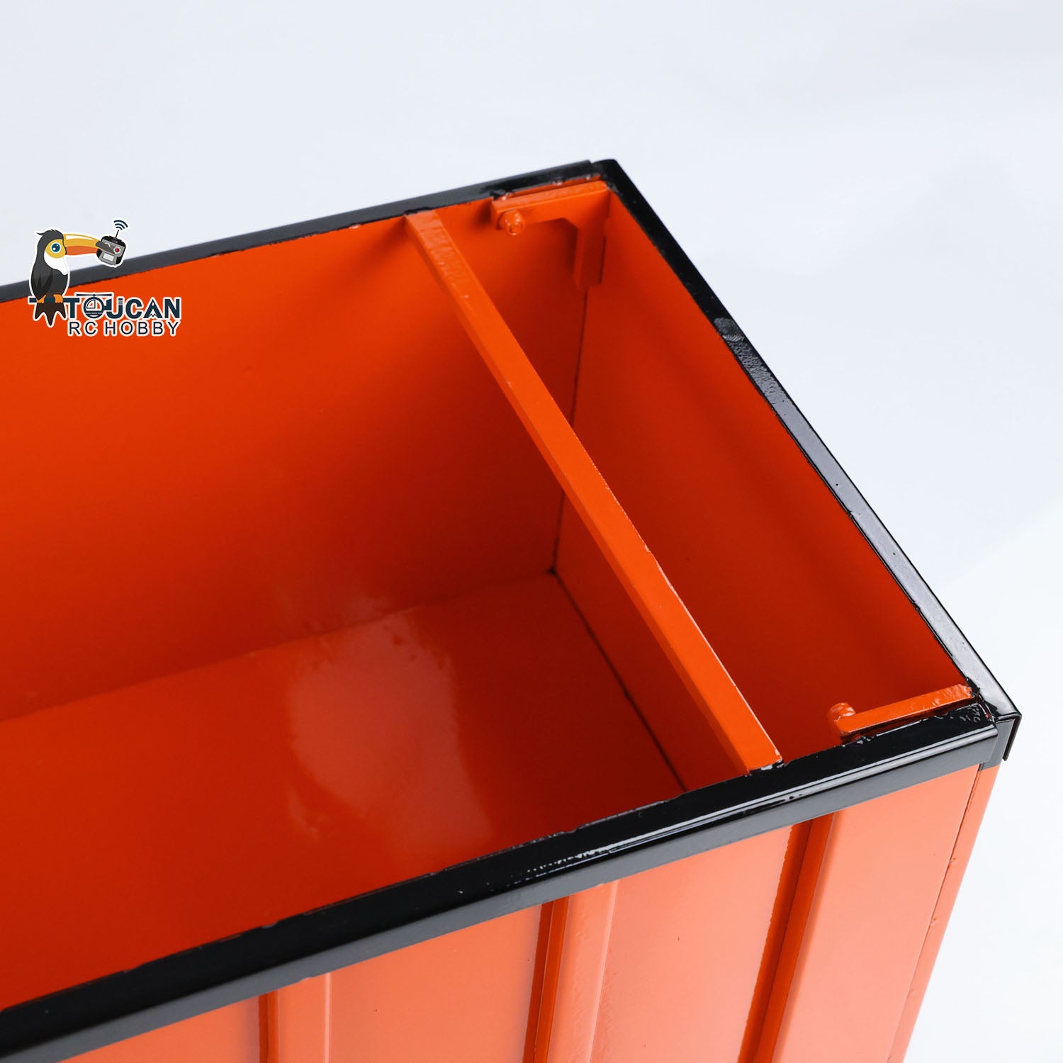 TOUCAN HHG 1/14 RC Dump Semi‑Trailer Empty Cargo Box Inner View, Sandblasted Surface With Automotive‑Grade Orange Paint Finish