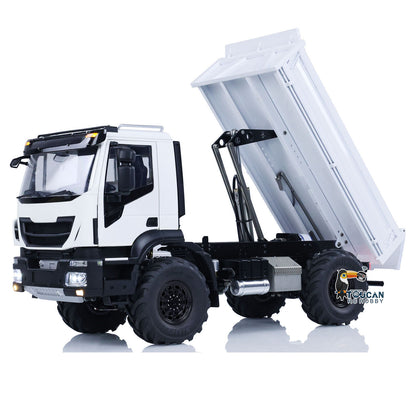 TOUCAN MD 1/14 RC 4x4 Hydraulic Dump Truck, Fully Tilted White Cargo Bed, Working Hydraulic Lifting Mechanism, Off‑Road Monster Tire RC Tipper Truck