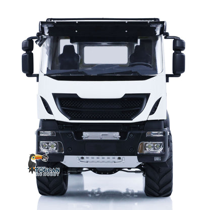 TOUCAN MD 1/14 RC 4x4 Hydraulic Dump Truck Straight Front View, Working Headlight, Front Bumper, Realistic White Cab Appearance