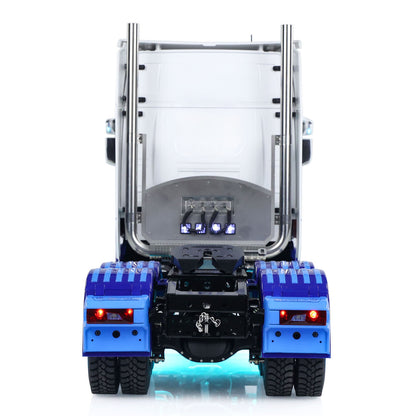 TOUCAN Modified MD 1/14 RC 6x6 Tractor Truck Straight Rear View, Rear Mudguard, Taillight Assembly, Metal Chassis And Connection Hitch Detail