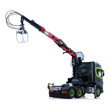 TOUCAN 1/14 RC Tractor Truck, Deployed Hydraulic Outriggers For Stabilization, Extended Log Crane, LESU Metal 6x6 Off‑Road Chassis