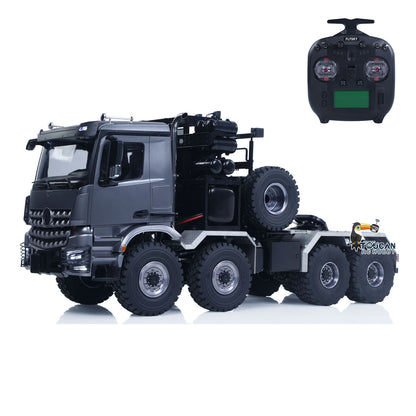 TOUCAN 1/14 RC 8x8 Off‑Road Tractor Truck Grey Front‑Oblique View, 3‑Speed Metal Gearbox, Central Differential Lock, Remote‑Controlled Metal Winch