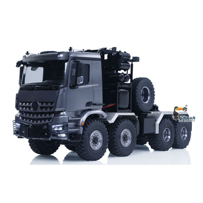 TOUCAN 1/14 RC Low‑Profile 8x8 Tractor Truck Full Left Side Profile, Pre‑Painted Grey Body, All‑Metal Drive System Assembly