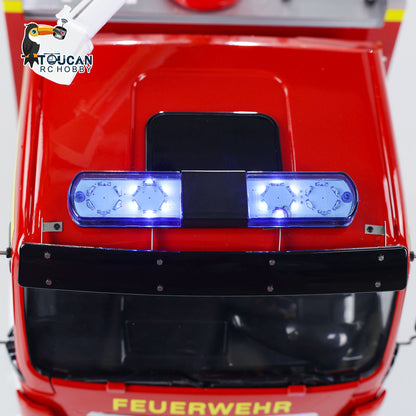 TOUCAN 1/14 4x2 RC PS010 Fire Truck Cab Roof Close‑Up, Bright LED Warning Light Bar, Windshield Upper Structure Detail
