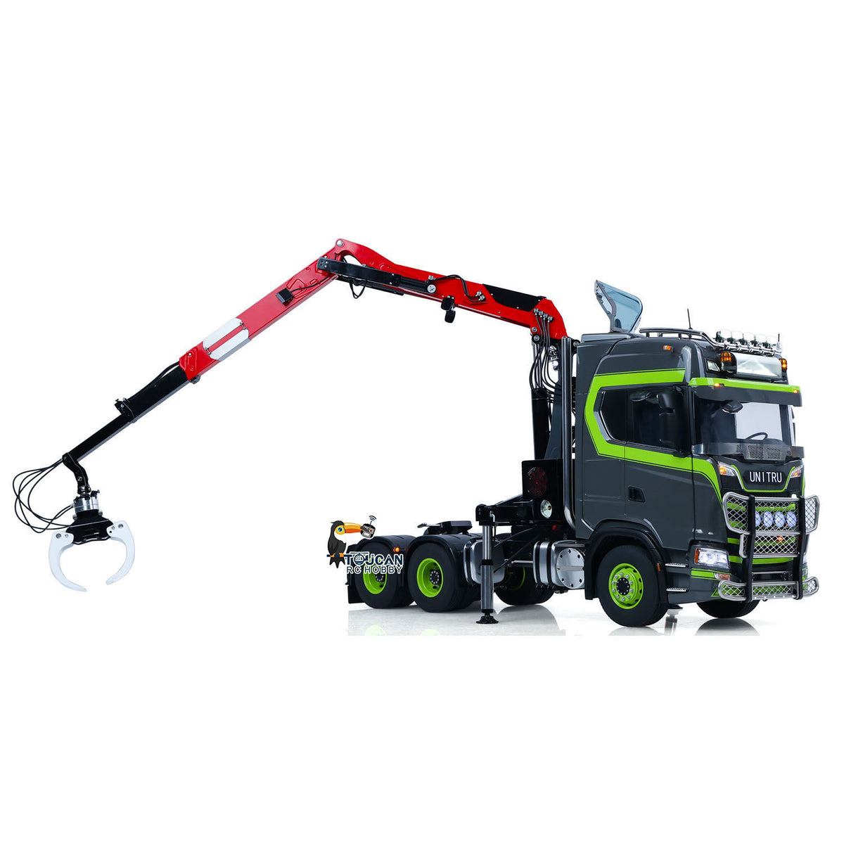 TOUCAN 1/14 RC 6x6 Tractor Truck, Fully Extended Hydraulic Log Crane For Log Grabbing Work, LESU Heavy‑Duty Metal 6x6 Chassis